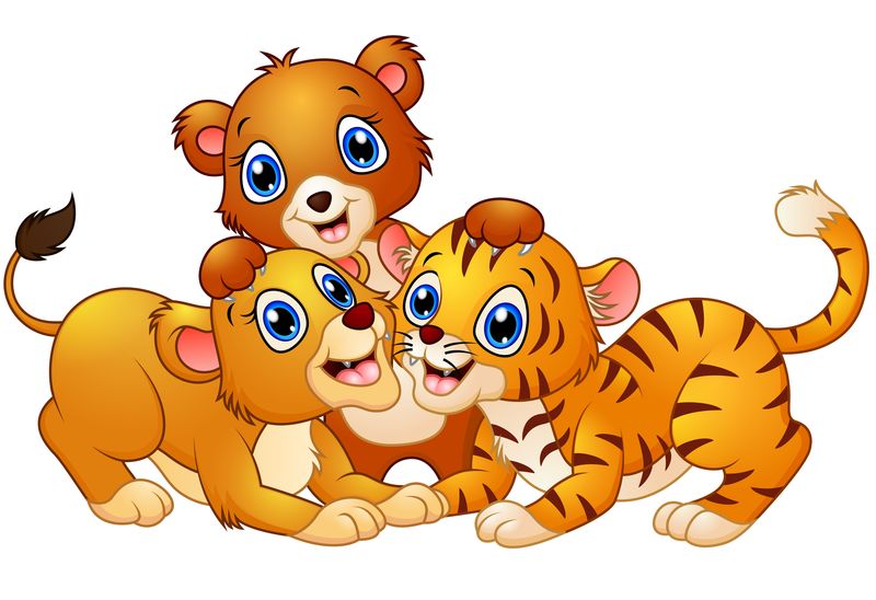 快乐野生动物卡通矢量图