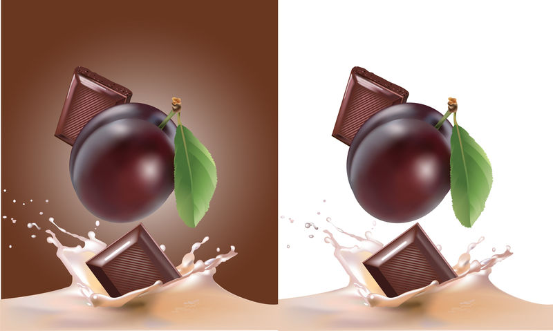 矢量水果与牛奶