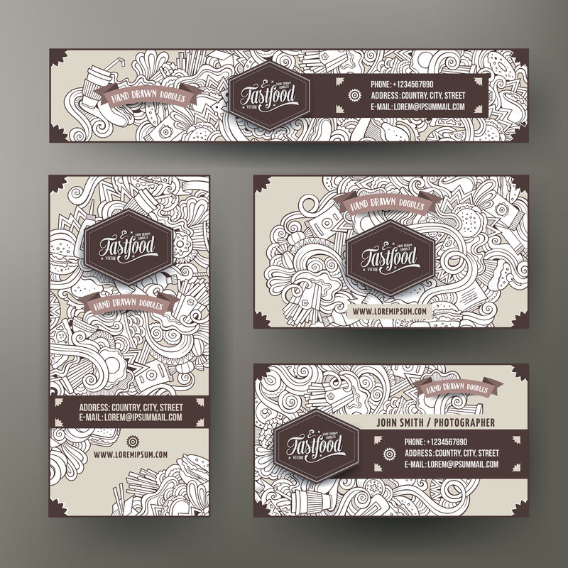 企业形象速食主题矢量集