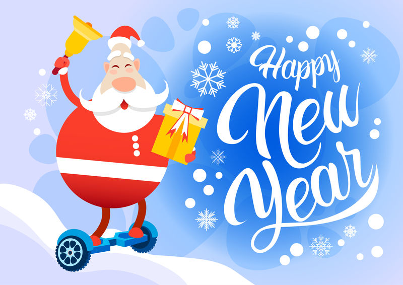 圣诞老人乘坐电动气垫板新年快乐圣诞快乐
