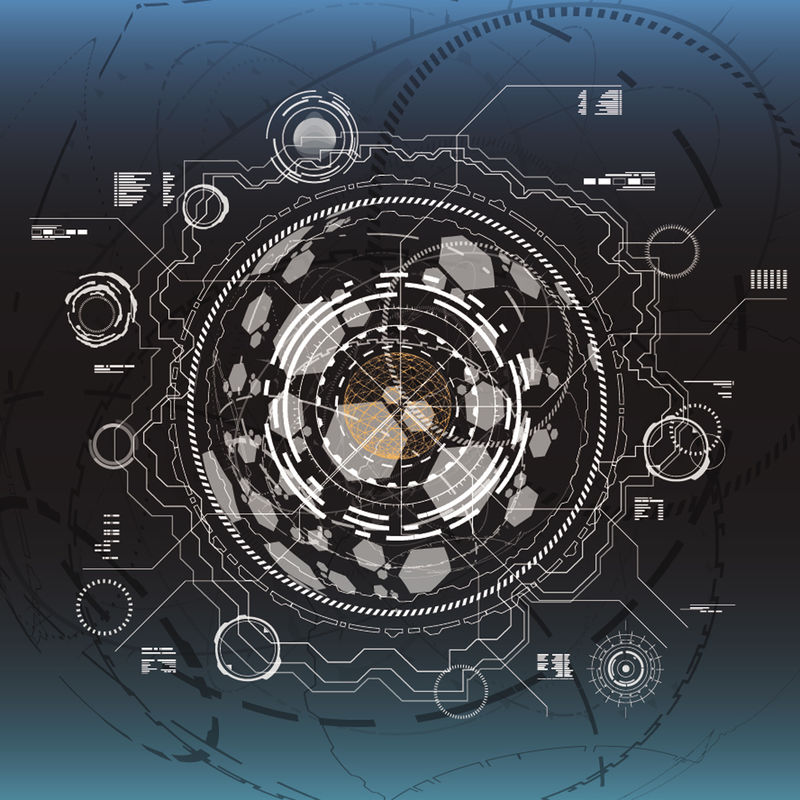 黑白信息图形元素-未来用户界面