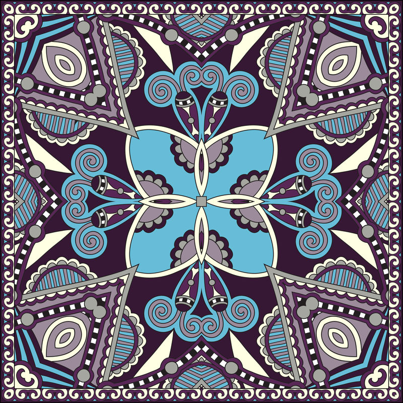 传统的装饰花佩斯利大手帕。方形装饰