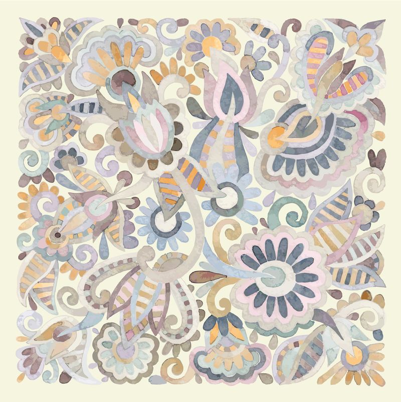 手绘水彩花矢量设计-乌克兰传统绘画