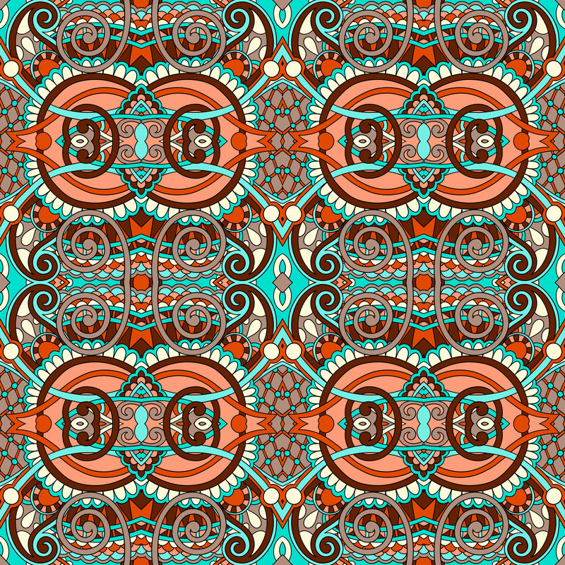 几何复古花卉无缝图案，风格，您可以