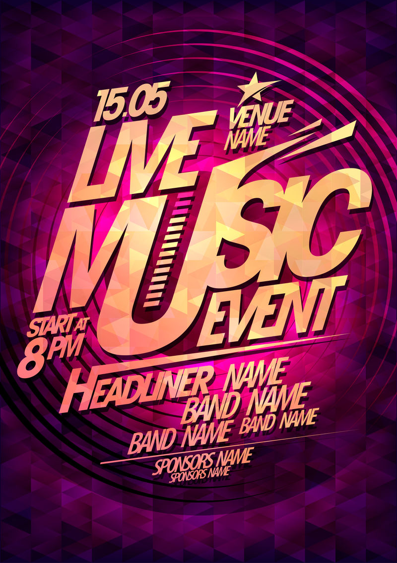 现场音乐活动设计,可放置文字。