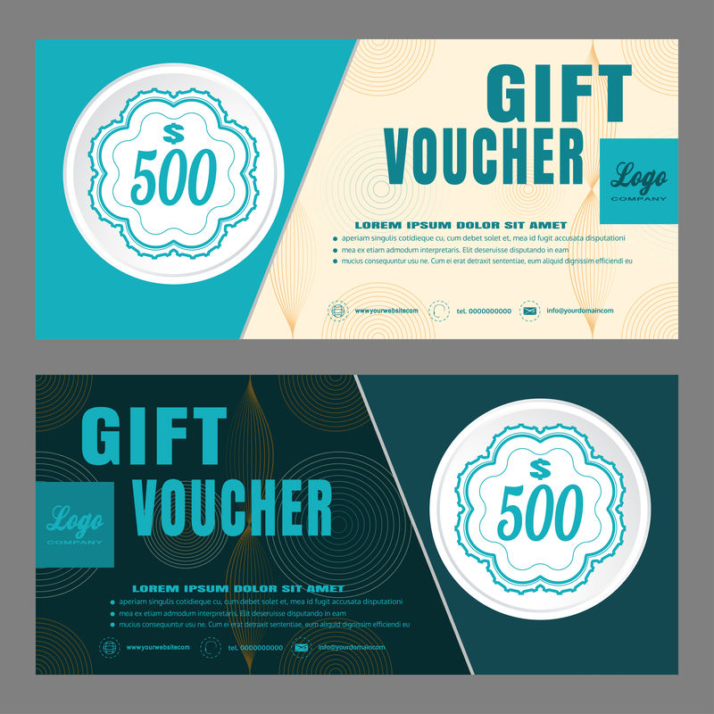 空白的礼品券矢量图，以增加浅绿色和深绿色背景的销售额。