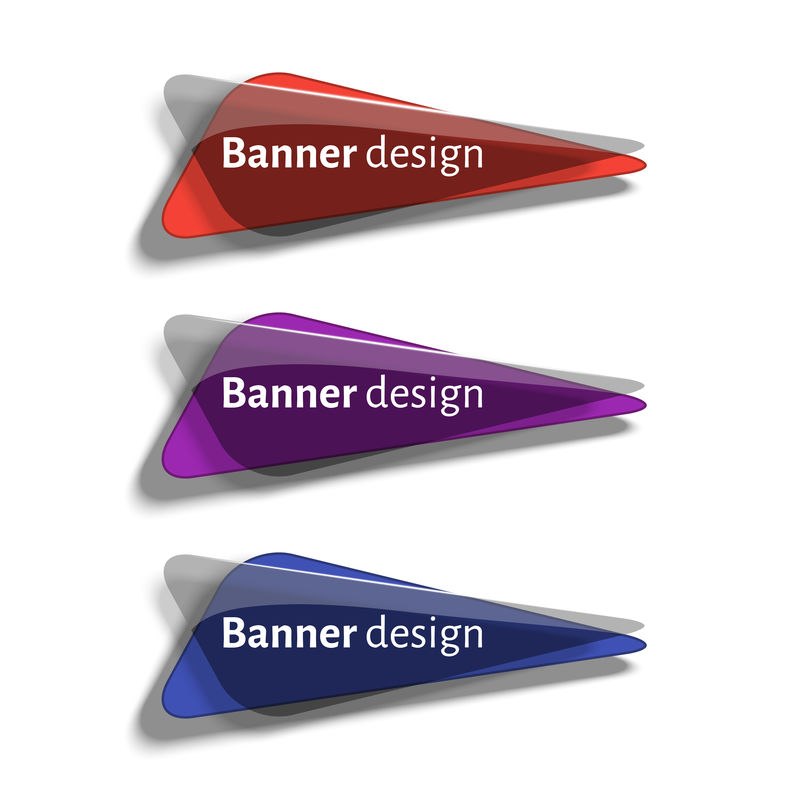 一套带有玻璃元素的逼真抽象横幅