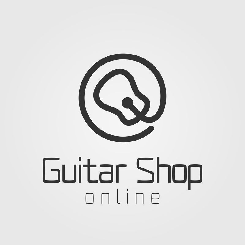 吉他店矢量模板标识