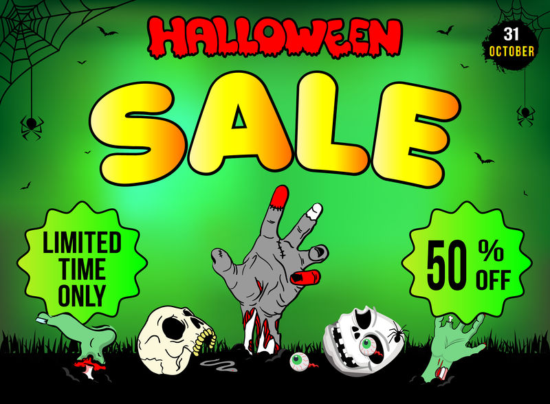 矢量万圣节销售模板