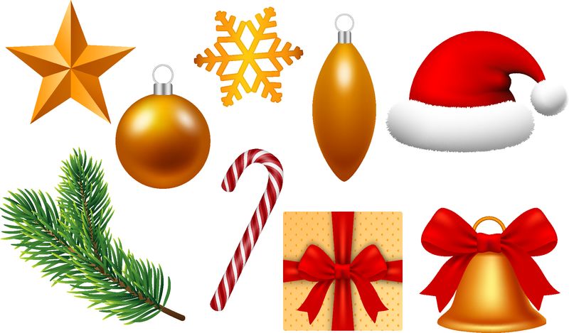 圣诞快乐图标集 在白色背景上隔离的用于网页设计的快乐xmas矢量图标的真实集合素材 高清图片 摄影照片 寻图免费打包下载