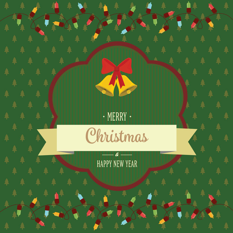 复古风格的新年和圣诞卡插图