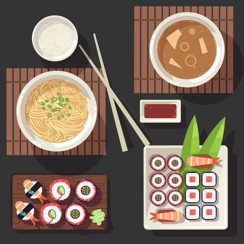日本料理矢量插图集
