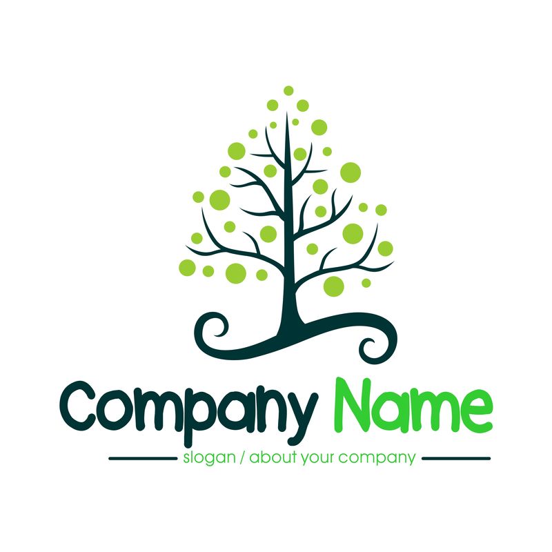 有机绿树标志、生态标志、生态自然标志、矢量图