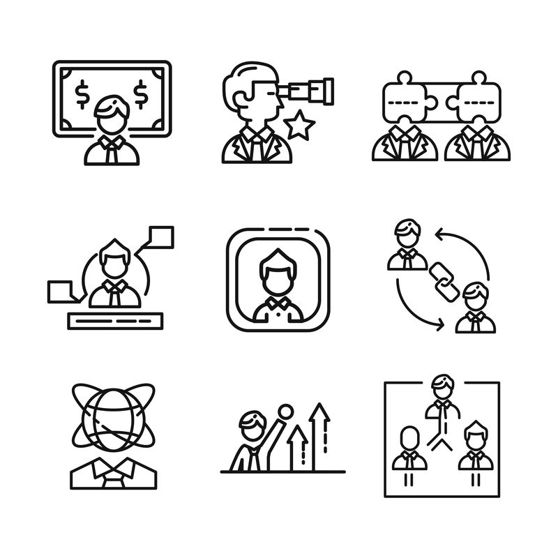 管理细线图标集