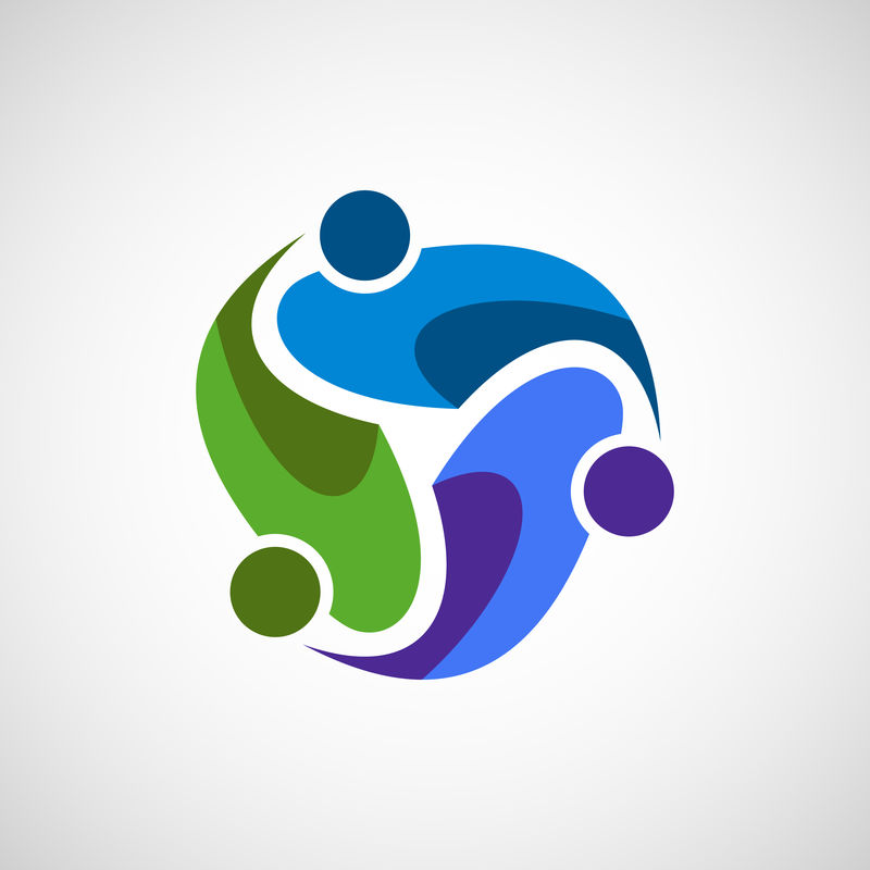 抽象支持社会人形标志设计模板向量