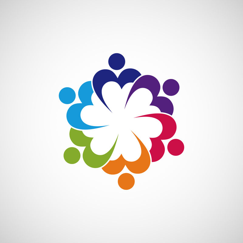 社交网络符号-模板抽象矢量圆形标志-形状为一朵花