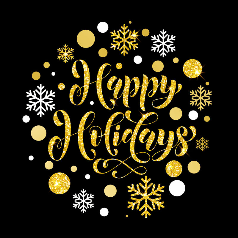 金色闪烁文字和背景圣诞快乐假期