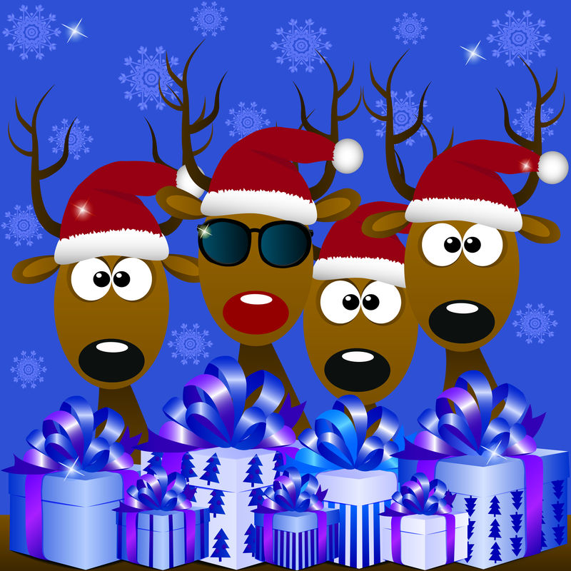 戴红色圣诞帽的鹿