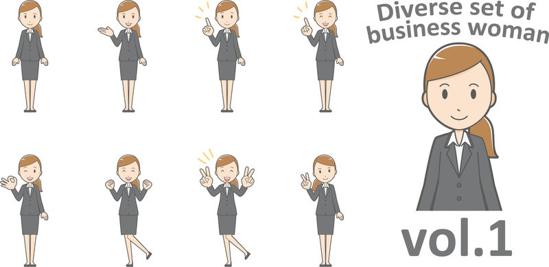 多元化的商务女性，EPS10矢量格式第1卷