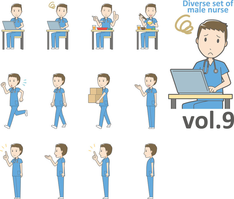 不同类型的男性护士,EPS10矢量格式第9卷