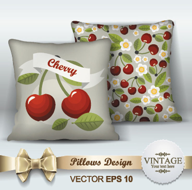 装饰性枕头设计模板-室内设计用两个装饰性枕头-原始模式已完成-已屏蔽-矢量图-创意沙发枕头