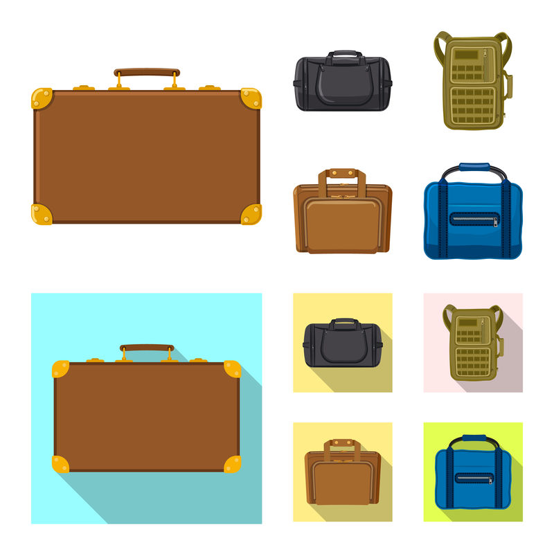 行李箱和行李符号的矢量图-一套手提箱和旅行库存矢量图