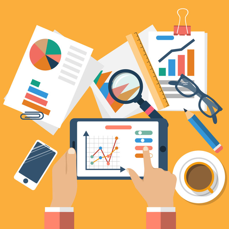 商业理念，平面设计。管理和计划横幅