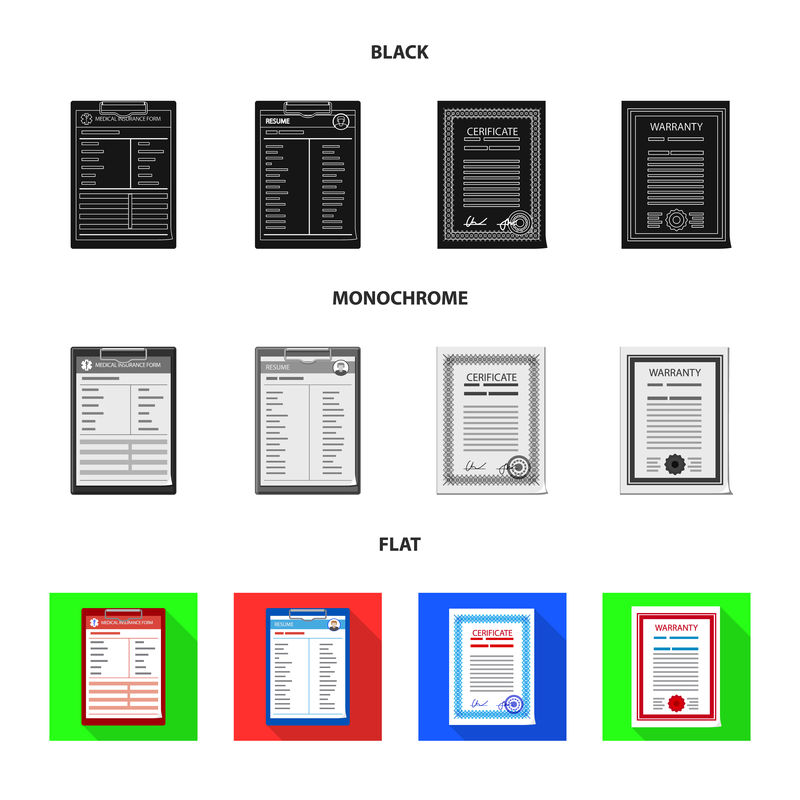 窗体和文档徽标的矢量图-一组形式和标记股票矢量图