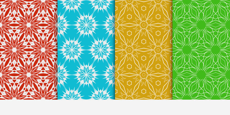 一套无缝花卉图案。装饰。花式。矢量图。设计的纹理