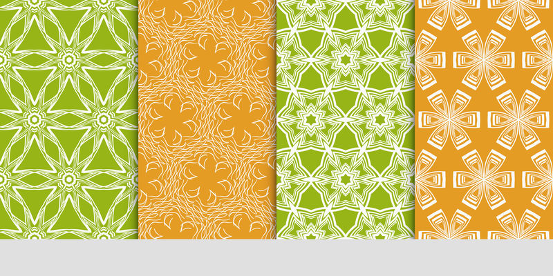 无缝花卉图案套装。矢量图。设计壁纸、图案的纹理。装饰品