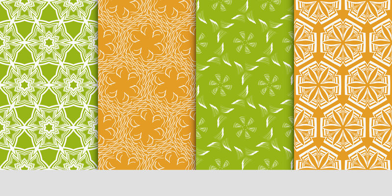 无缝花卉图案套装。矢量图。设计壁纸、图案的纹理。装饰品