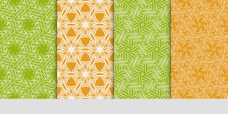 无缝花卉图案套装。矢量图。设计壁纸、图案的纹理。装饰品