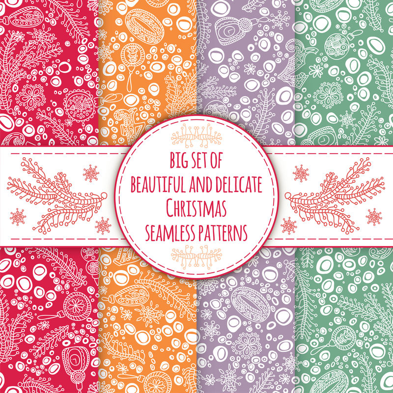 83724套复古无缝图案，N