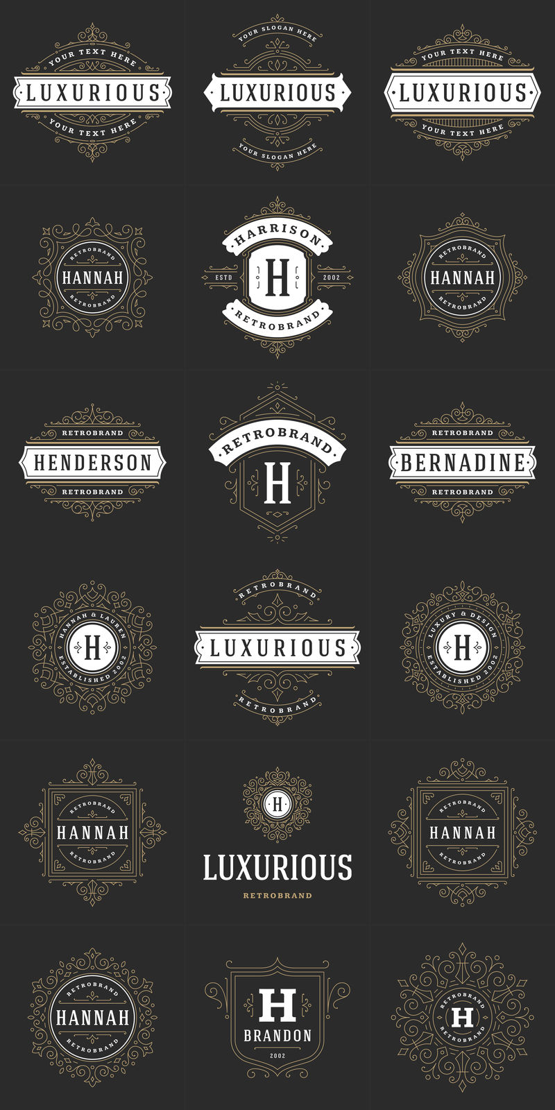 餐厅标识设计模板集矢量插图适合餐厅菜单和咖啡馆徽章复古的排版元素