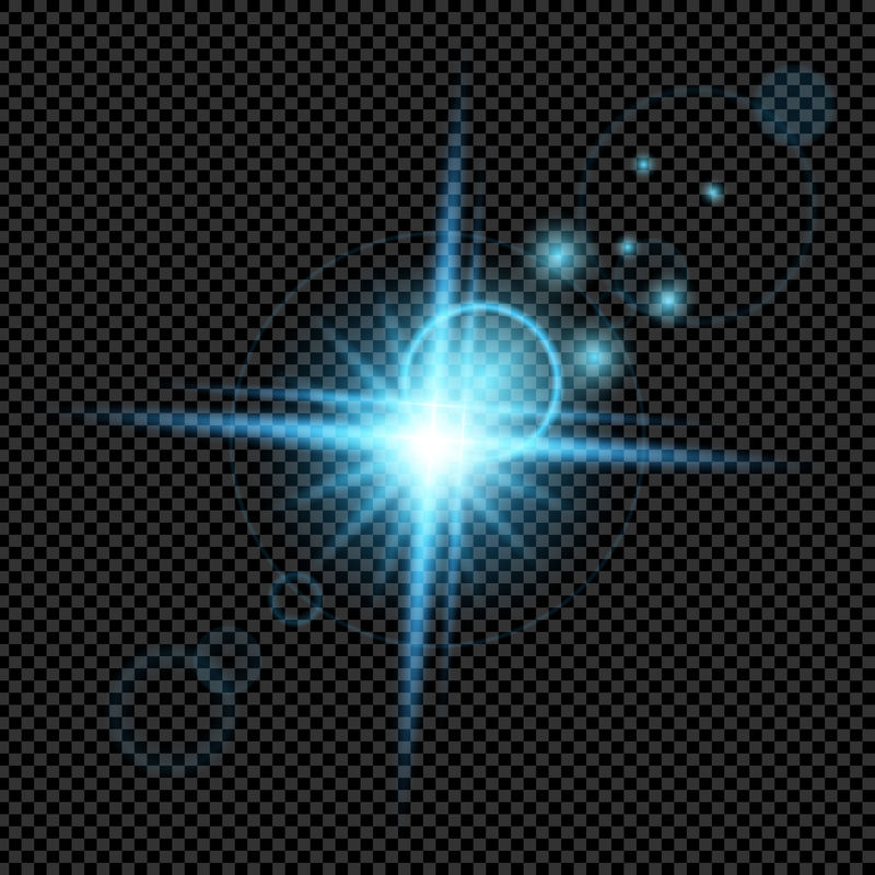 辉光效应星的创意概念矢量集在黑色背景下迸发出火花。为说明模板艺术设计，旗帜圣诞庆祝，魔术闪光能量射线