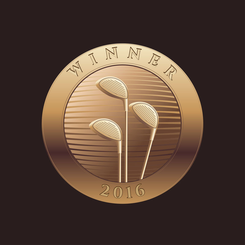 高尔夫锦标赛，竞赛矢量标志，奖杯