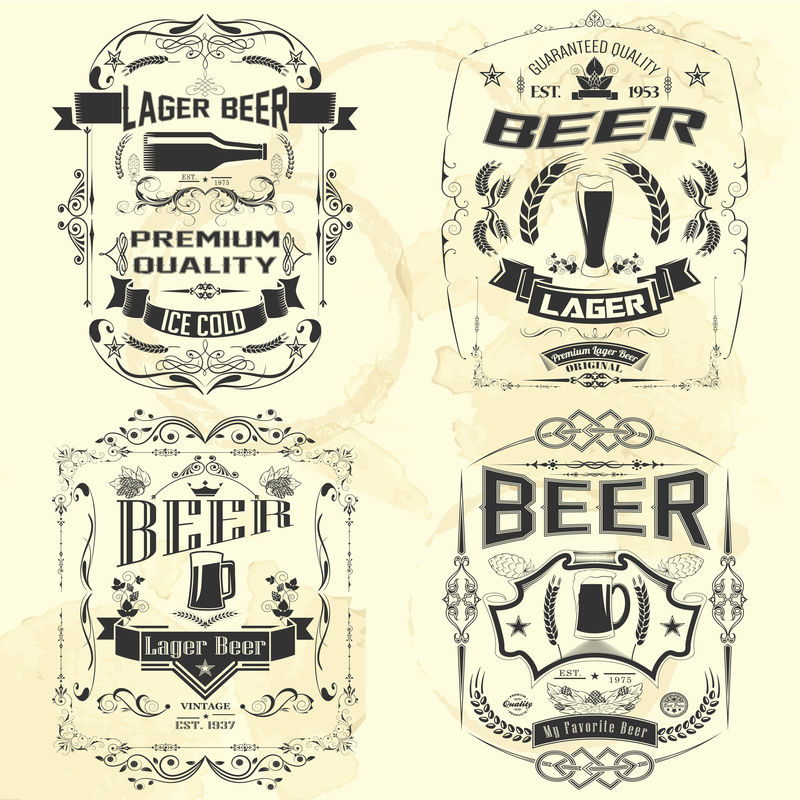 矢量酒精饮料标签