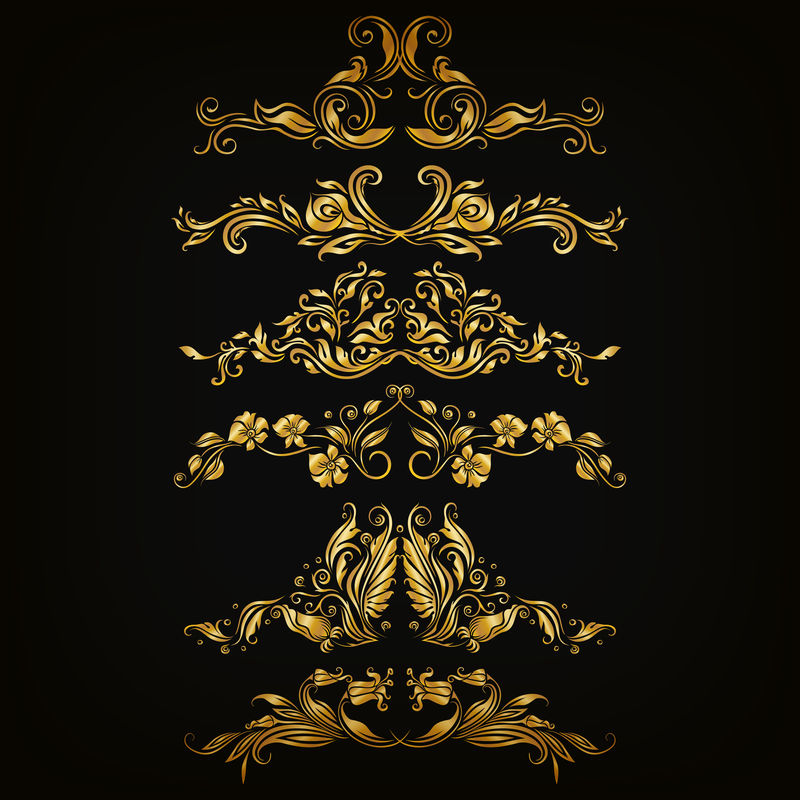 一套矢量花缎饰品。