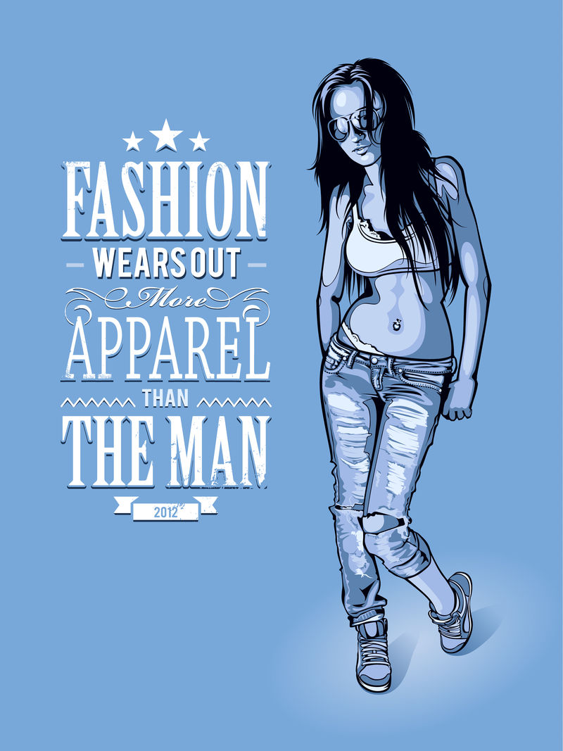 粗野的女孩-时髦的矢量图