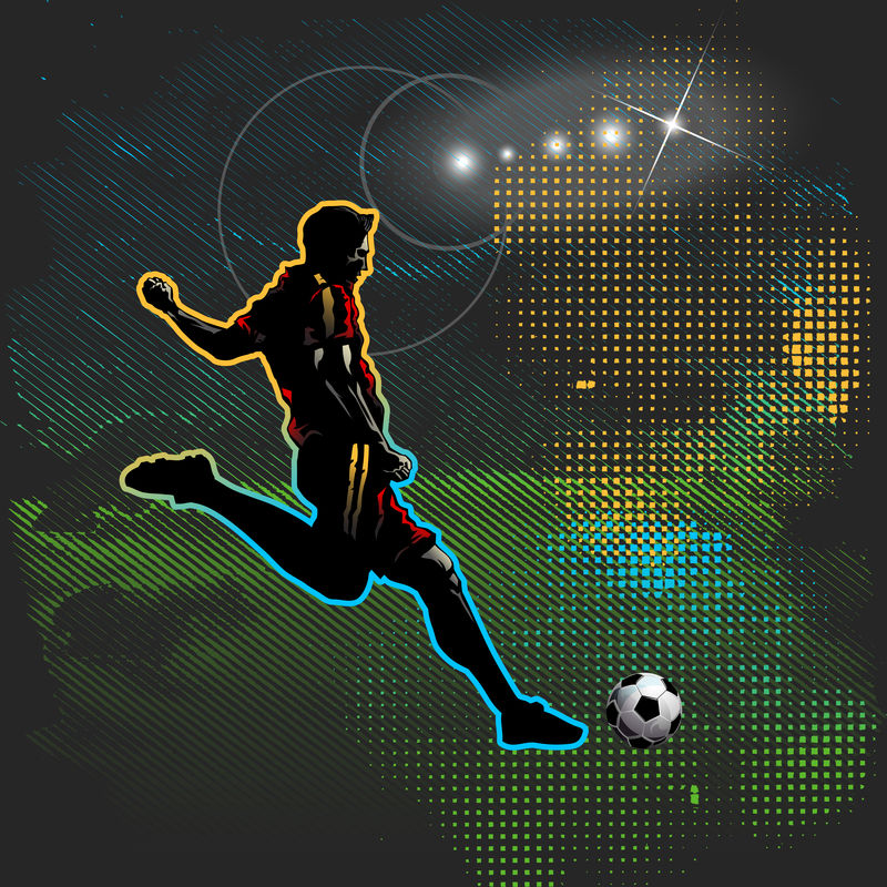 足球运动员踢足球-足球