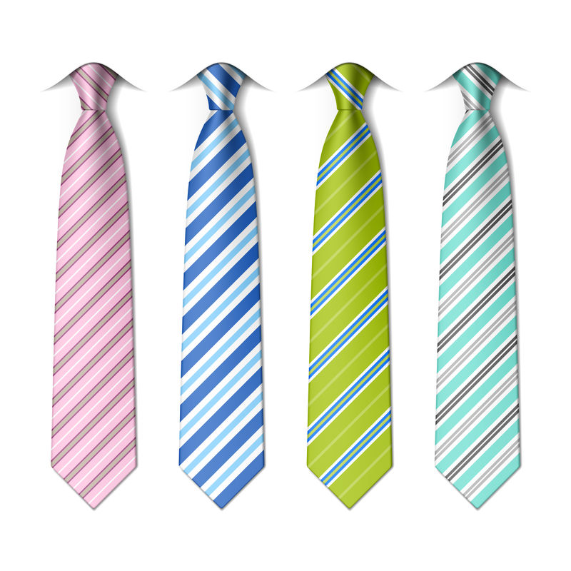 条纹丝质领带模板-易于编辑的颜色-矢量