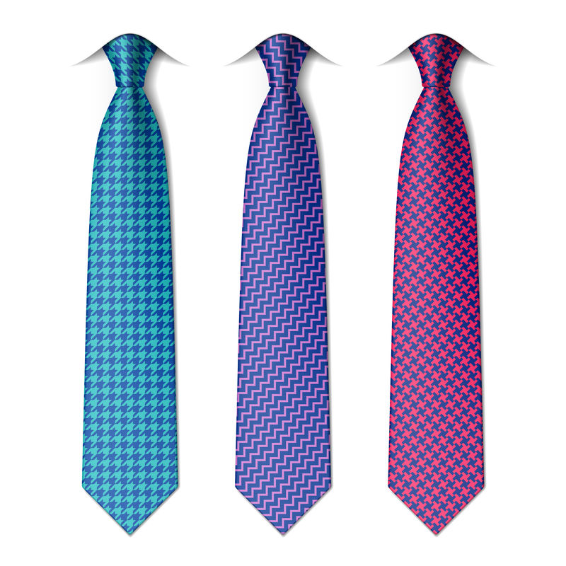 犬牙纹和锯齿纹领带-矢量