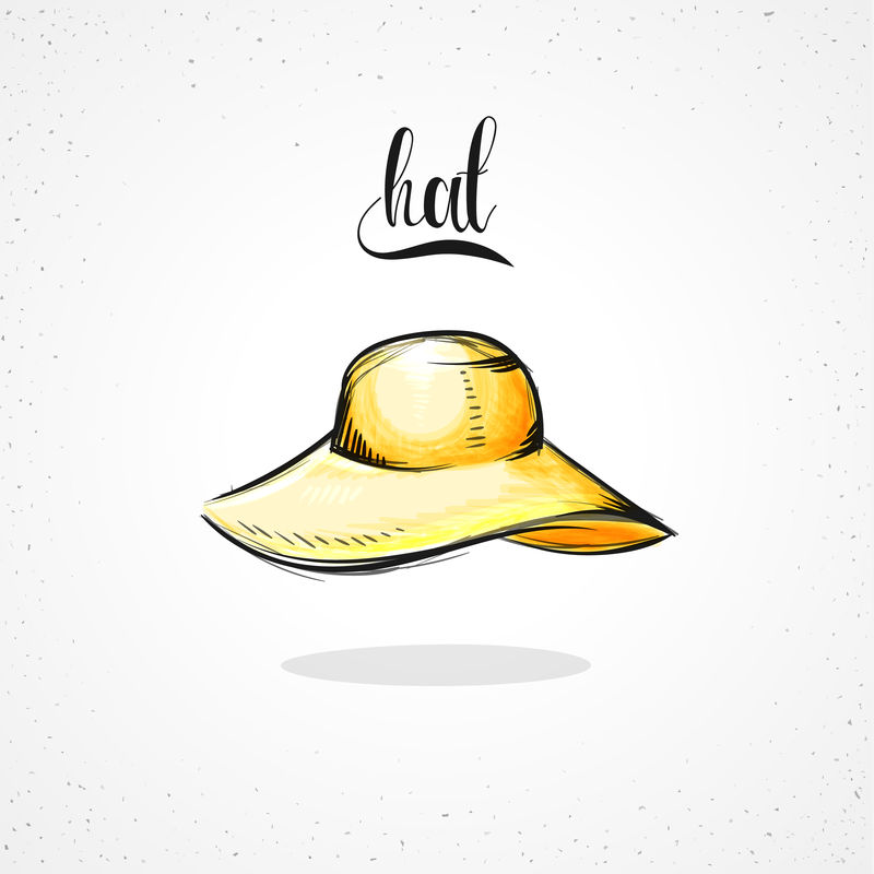 素描风格手工制作的时尚彩色嘻哈时尚帽，水彩