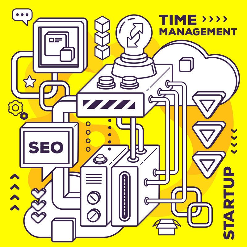 三维黑白机械的矢量图解