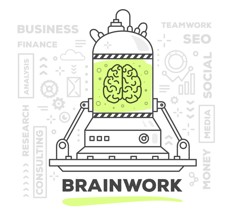 脑力劳动创新专业机制的向量图解