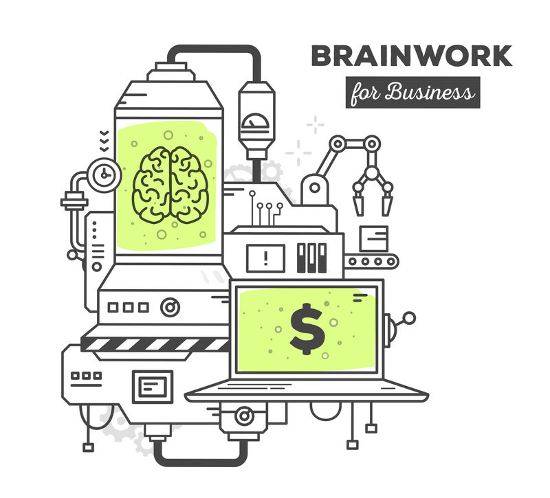 脑力劳动创新专业机制的向量图解
