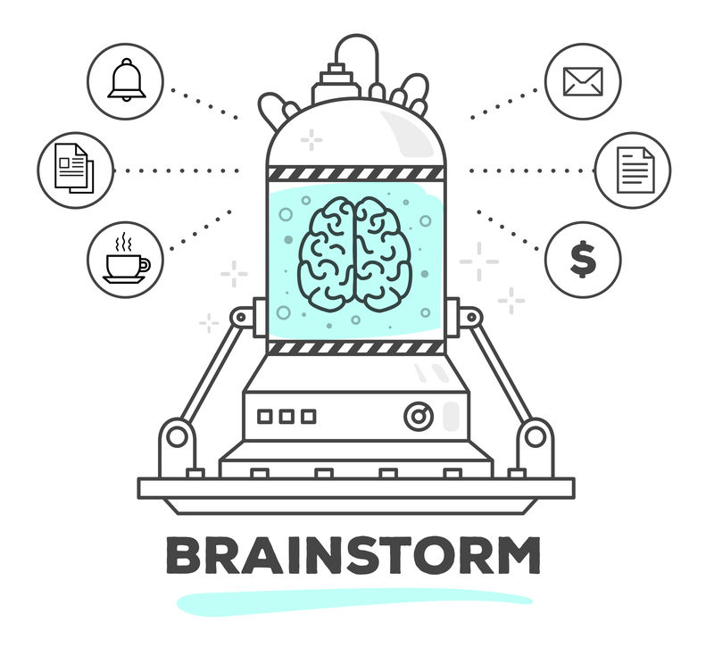 脑力劳动创新专业机制的向量图解