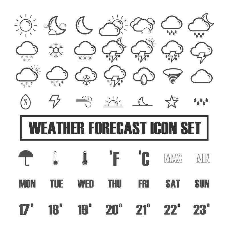 天气预报图标集矢量图EPS10