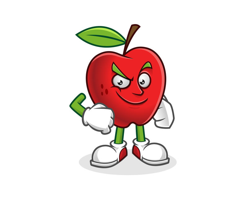 自信的苹果吉祥物-苹果特征向量-苹果商标