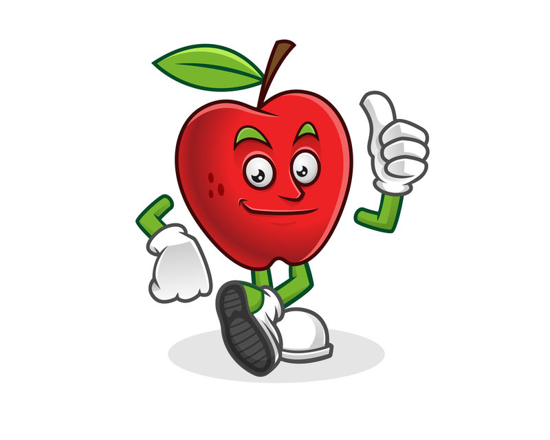 竖起苹果吉祥物-苹果特征向量-苹果商标
